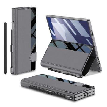 Galaxy Z Fold7 5G GKK Full Coverage Flip Case with Pen Slot (Grey) - 1