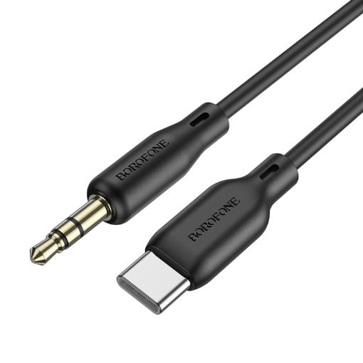 Borofone BL18 AUX Silicone 3.5mm to Type-C Audio Cable (Black) - 1