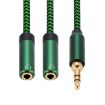 3.5mm Male to Dual 3.5mm Female Audio Adapter, 0.5m, Green - 3