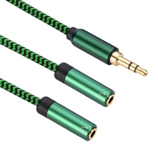 3.5mm Male to Dual Female Audio Adapter Cable, 1m (Green) - 1