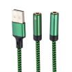 USB-A to Dual 3.5mm Audio Adapter Cable, 2m, Green - 2