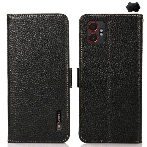 Samsung Galaxy XCover7 Pro KHAZNEH Leather RFID Case (Black) - 1