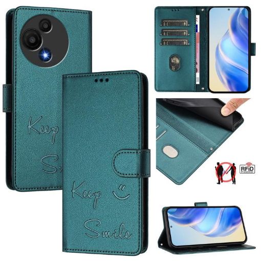 TCL 605/60 SE Peacock Green RFID Leather Phone Case - 1