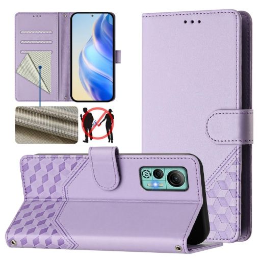 Ulefone Note 14 Honeycomb Emboss RFID Leather Case (Light Purple) - 1