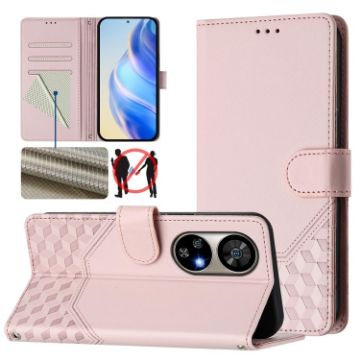 Ulefone Note 17 Pro Pink RFID Leather Phone Case with Honeycomb Design - 1