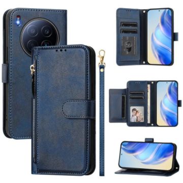 Tecno Camon 40 Premier Leather Wallet Case (Blue) with Multi-Card Slots - 1
