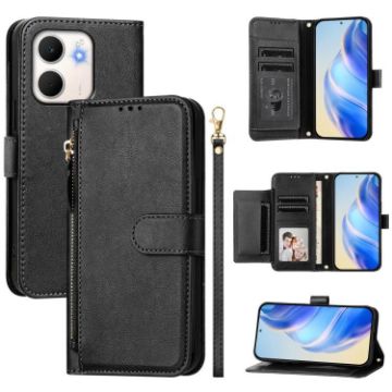 OPPO A5x 5G/4G Multi-Card Leather Wallet Phone Case (Black) - 1