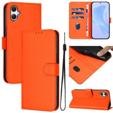 Samsung Galaxy A06 Leather Phone Case with Lanyard (Orange) - 1