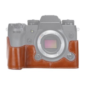 Brown PU Leather Camera Half Case Base for FUJIFILM X-H1, 1/4" Thread - 1