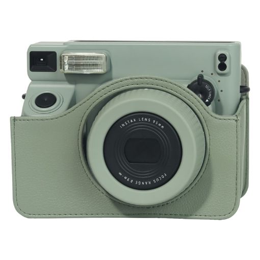 FUJIFILM Instax WIDE 400 Green Leather Case Bag with Strap - 1