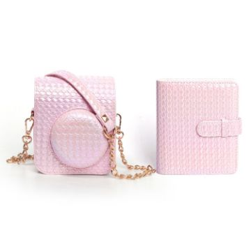 FUJIFILM instax mini 12 Pink Leather Case & Album with Strap - 1