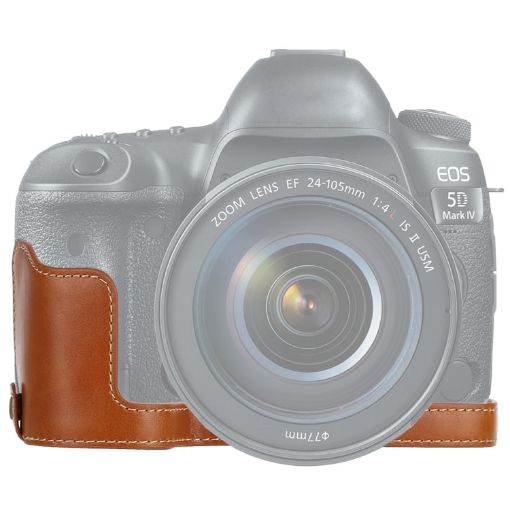 Brown PU Leather Camera Half Case for Canon EOS 5D Mark IV/III - 1
