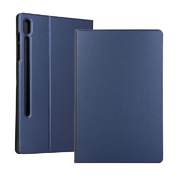 Blue Leather Case for Galaxy Tab S6 T860 with Holder & Texture Flip - 1