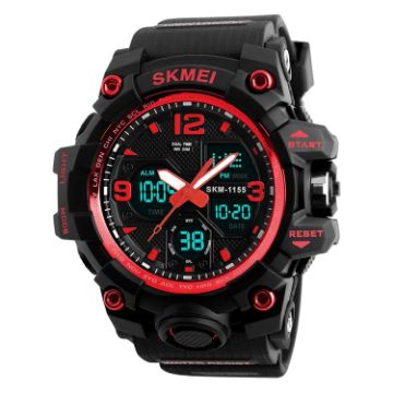 SKMEI 1155B Men's Red Waterproof Sports Watch with Large Dial - 1