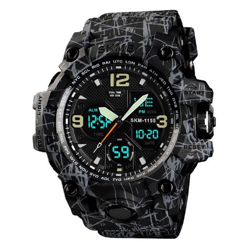 SKMEI 1155B Men's Waterproof Sports Watch, Grey Black - 1