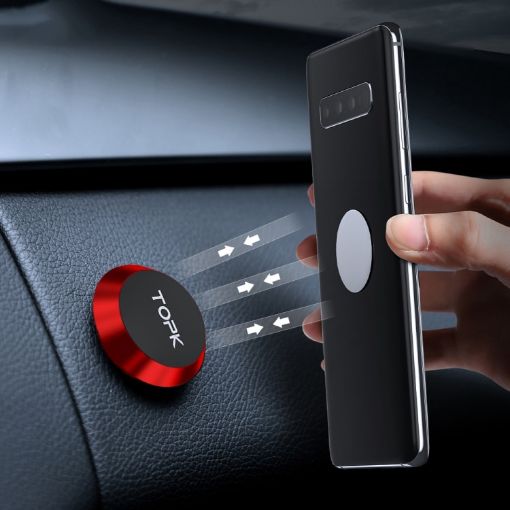 TOPK D21 Magnetic Universal Car Phone Holder Stand (Red) - 1