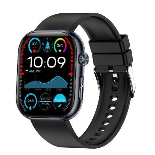 ET587 Smart Watch: 1.95" AMOLED, ECG, Blood Sugar Monitor (Black) - 1