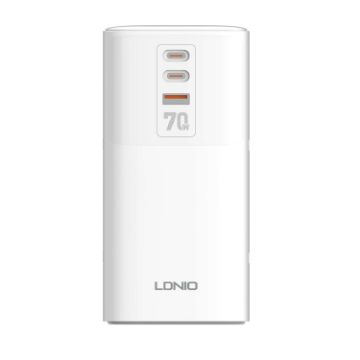 LDNIO SC4396 70W GaN Charger UK Plug - 2AC, 1U, 2C, White - 1