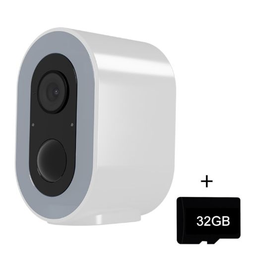 WiFi Tuya Smart HD Battery Camera, 32GB, US Plug (White) - 1