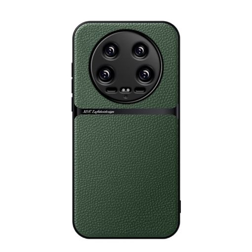 Xiaomi 14 Ultra Green Litchi Leather Shockproof Magnetic Case - 1
