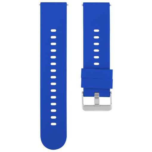Solid Color Dark Blue 22mm Silicone Watch Band with Steel Buckle - 1