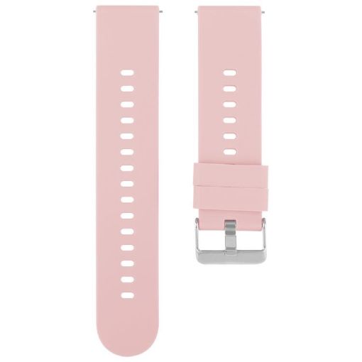 22mm Pink Silicone Watch Band with Solid Color Steel Buckle - 1