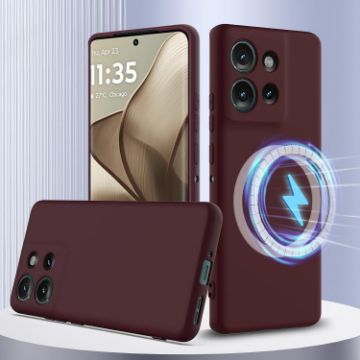 Motorola Edge 50 5G Silicone Magsafe Case, Shockproof, Plum Color - 1
