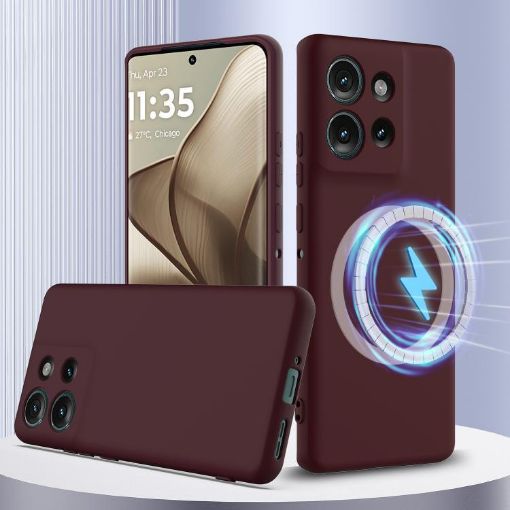 Motorola Edge 50 5G Silicone Magsafe Case, Shockproof, Plum Color - 1