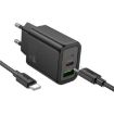 hoco N61 PD20W+QC3.0 Charger Set with 1m Type-C Cable EU Plug Black - 1