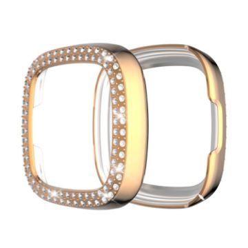 Fitbit Versa 3/Sense Double Row Diamonds Protective Case, Rose Gold - 1