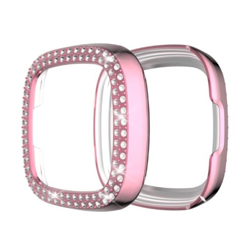 Fitbit Versa 3/Sense Double Row Diamond Protective Case (Pink) - 1