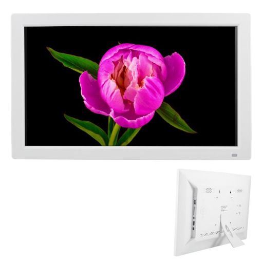 XCLT1850 18.5" LED Display Digital Photo Frame, EU Plug, White - 1
