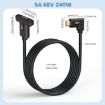 240W Type-C Elbow to Female Panel Extension Cable, 0.3m - 2