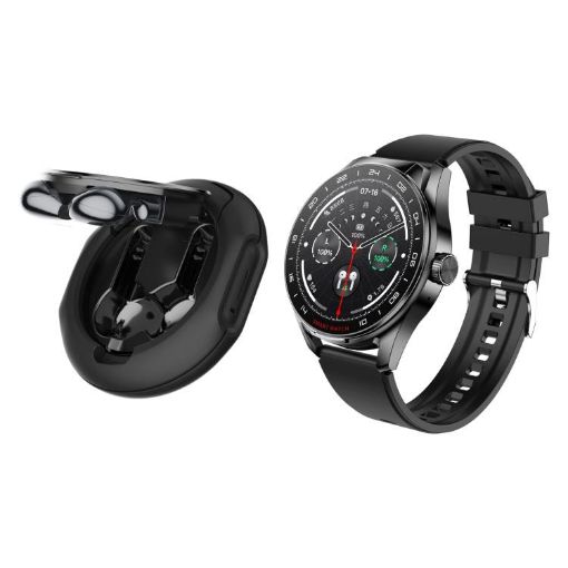 D9 1.46" 2-in-1 Bluetooth Earphone Smartwatch, NFC, Heart Rate, Black - 1