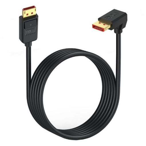 3m DP2.1 Down Elbow DisplayPort Adapter 52Gbps 16K 30Hz (Black) - 1