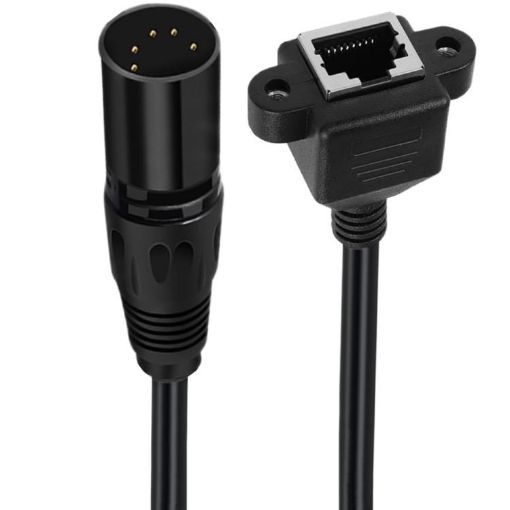 30cm XLR 5 Pin Male to RJ45 Female Audio Cable (Black) - 1