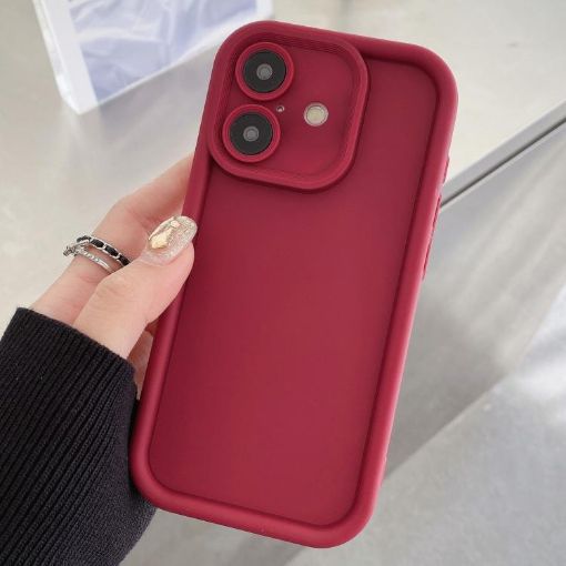 iPhone 16 Wine Red Shockproof Frosted TPU Case with Precise Hole - 1
