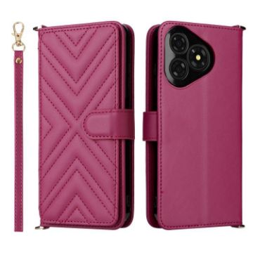 Ulefone Note 19 Leather Case with Wrist Strap & 6 Card Slots (Rose Red) - 1