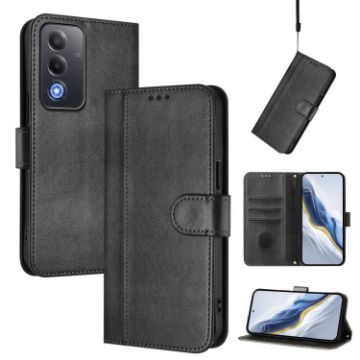OPPO A5 5G Leather Case, Buckle Design, Black, Global Line - 1