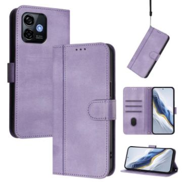Ulefone Note 16 Pro Retro Leather Case, Line Splicing Buckle, Purple - 1