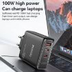 Yesido YC142 PD100W GaN Fast Charger, 2 USB-C, USB-A, EU Plug, Black - 4