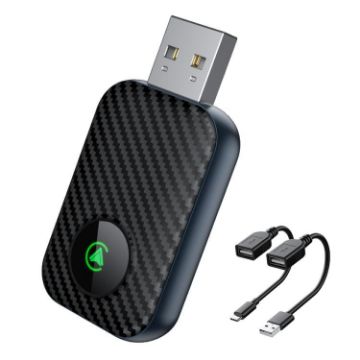 2 in 1 USB Wired/Wireless Car CarPlay/Android Box Adapter (Black) - 1