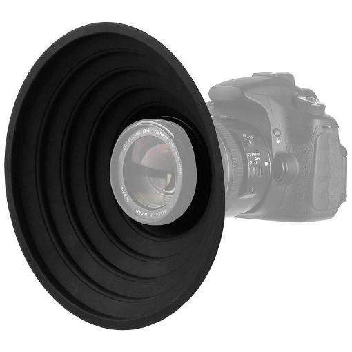 Black Universal Silicone Lens Hood, Size: 70-90mm - 1
