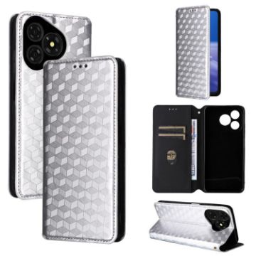 Ulefone Note 19 Silver Flip Leather Phone Case with Cubic Grid Texture - 1