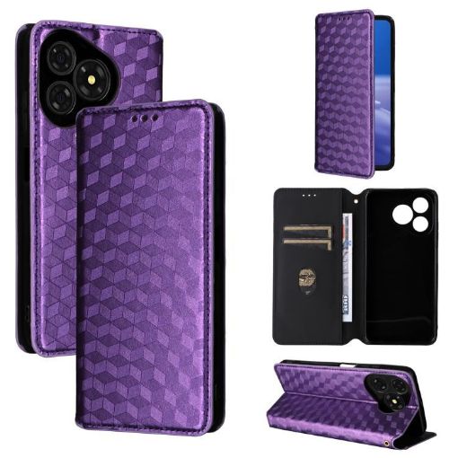 Ulefone Note 19 Flip Leather Case with Cubic Grid Texture, Purple - 1