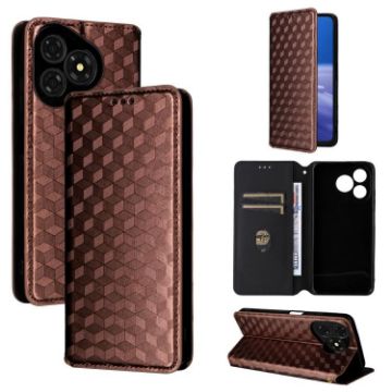 Ulefone Note 19 Brown Flip Leather Phone Case with Cubic Grid Texture - 1