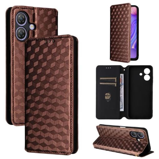 Ulefone Note 21 Brown Cubic Grid Flip Leather Phone Case - 1