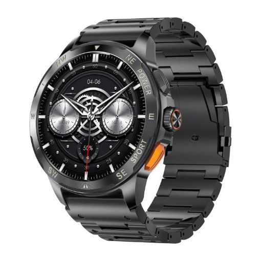 AK77 Smart Watch: BT Call, Health Monitoring, Black Steel Fitness Tracker - 1