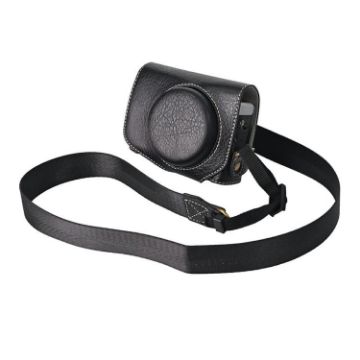 Canon G7 X Mark III/G7X3 Leather Camera Case with Strap (Black) - 1