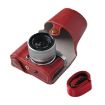 Fujifilm X-M5 Retro Litchi Leather Camera Case Bag with Strap (Red) - 3